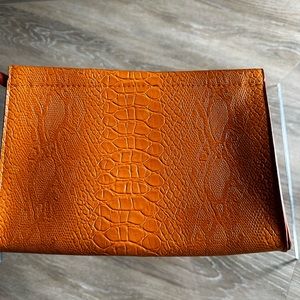 Orange Alligator Skin Clutch